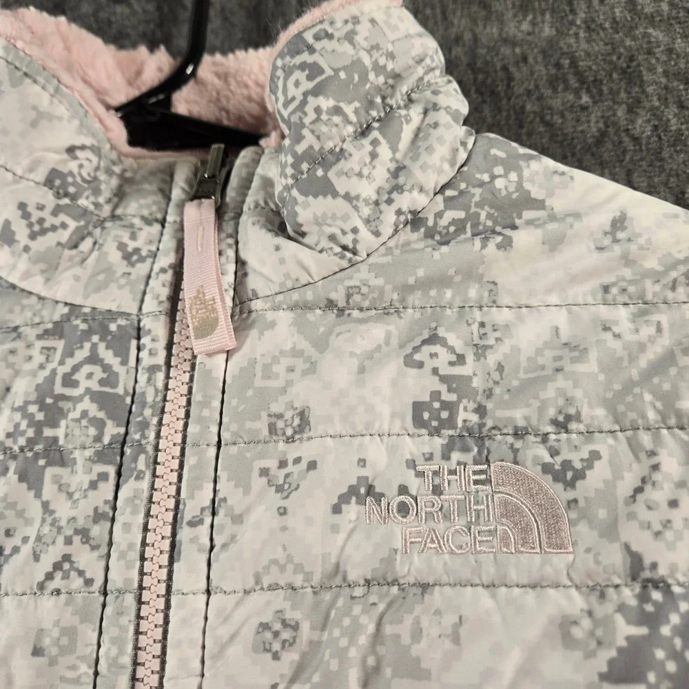 The North Face‎ Girls Reversible Mossbud Swirl Jacket L 14/16 Pink Gray Digital